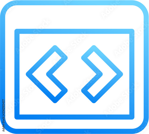 Quadro su tela Code block icon with blue gradient stroke outline for code block developer progr