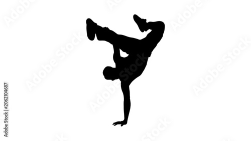 Fotografija Breakdancer handstand silhouette urban street dance vector illustration