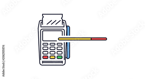 Slika na platnu Flat vector illustration of POS terminal with credit card insertion
