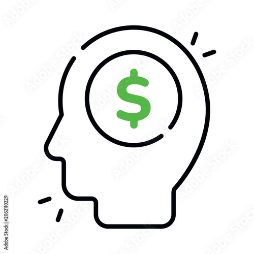 Photos Dollar inside human brain showcasing investor icon