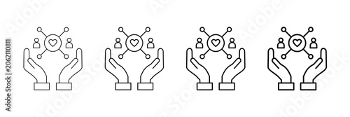 Φωτογραφία Care Network Icons Vector Set In Different Stroke Line Style