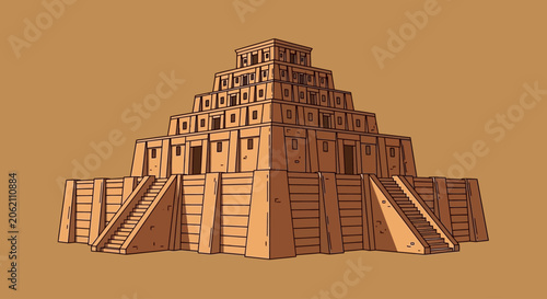 Foto Ancient Pyramid Structure Vector Illustration
