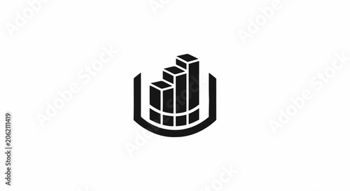 Black and white minimalist business growth chart icon representing financial success and data analytics.