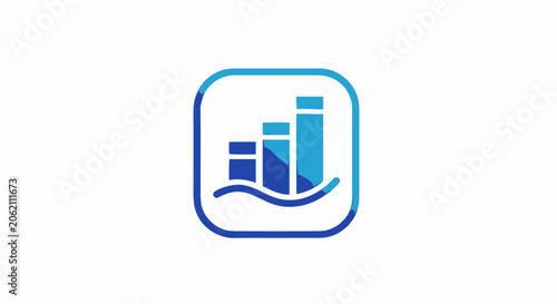 Blue bar chart icon representing business growth and financial statistics vector illustration.
