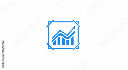 Blue business growth chart icon representing financial success and market analysis planning.