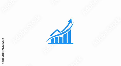 Blue business growth chart icon showing upward trend and financial success.