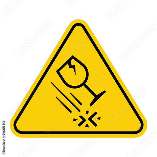 Billede på lærred Yellow warning sign, slippery surface