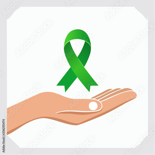 Green Ribbon on Open Hand