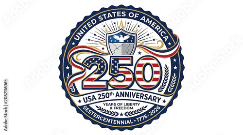 Foto Usa 250th anniversary sestercentennial logo 17762026, 250 years of liberty and f