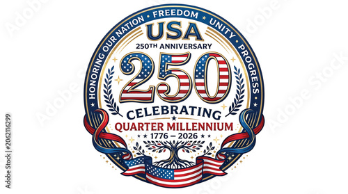 Photos Usa 250th anniversary logo, celebrating quarter millennium 17762026, honoring ou