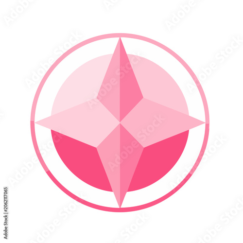 Pink Star Icon in Flat Design