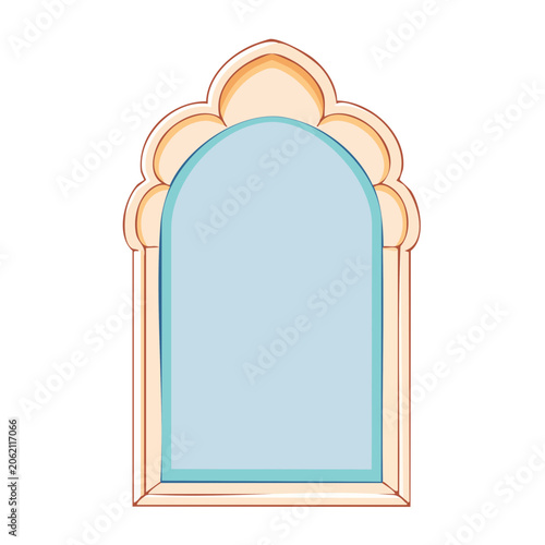 Ornamental Arched Window Frame Illustration
