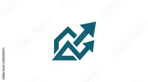 Bild auf Leinwand Green Arrow Growth Finance Symbol Logo.