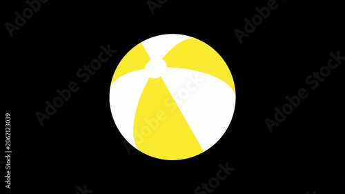 Yellow and White Inflatable Beach Ball Spinning on Transparent Background, Looping Animation