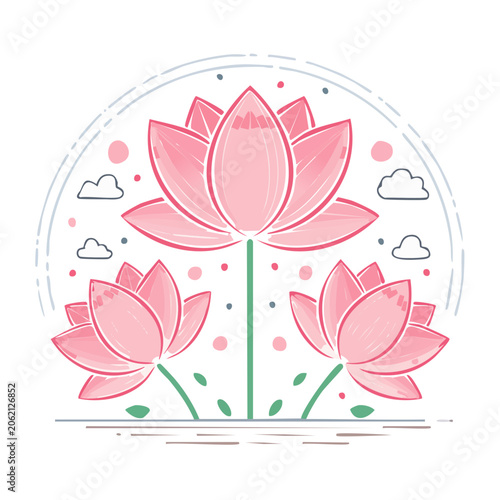 Pink lotus flower vector illustration