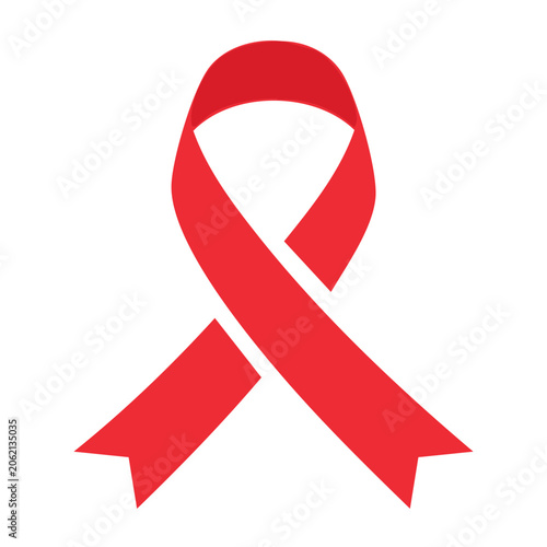 Red awareness ribbon icon on transparent background