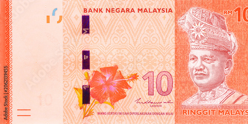 Schilderij op canvas Ten ringgit note from Bank Negara Malaysia used for transactions in Malaysia