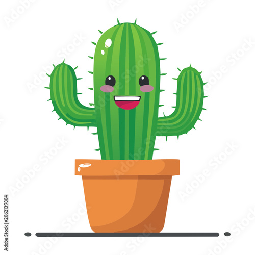 Flat design cactus in pot vector