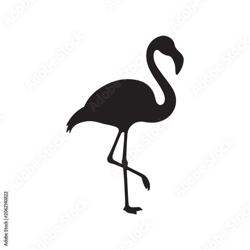 flamingo bird isolated on white background. Elegant tropical bird icon suitable for wildlife, nature, travel, logo, and minimal design projects.
