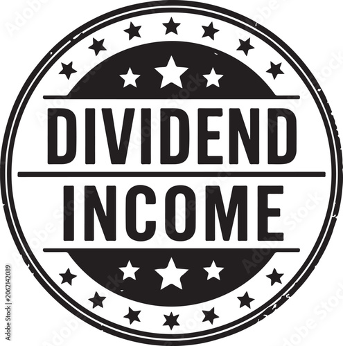 Dividend income, financial stamp, investment seal, black and white icon