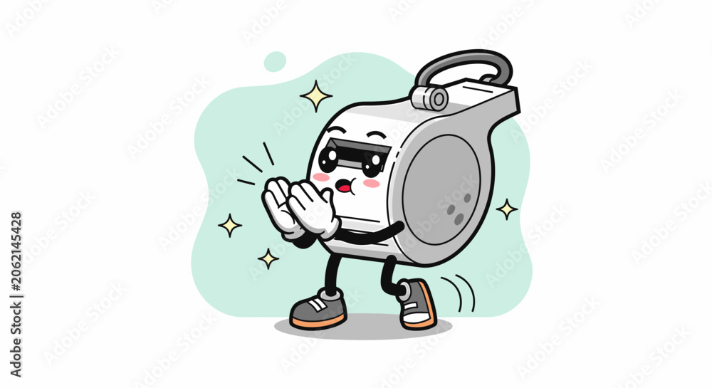 Fototapeta premium Cartoon Anthropomorphic Washing Machine Dancing.