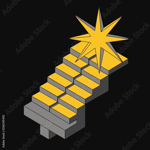Stairs leading to a star