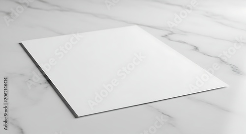 Blank White Sheet of Paper on Marble Surface for Creative or Office Use.