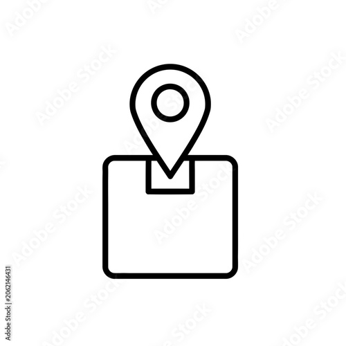 An illustration shows a map pin on a square object.