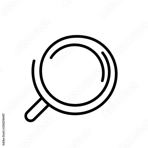A magnifying glass icon is shown in a simple line art style on a white background.