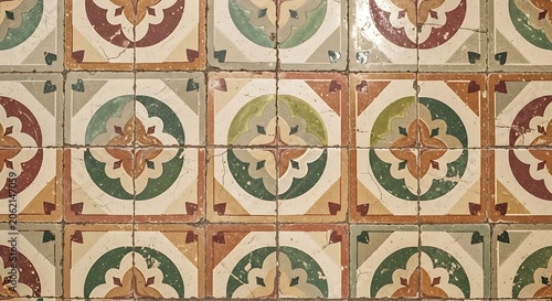 Colorful Vintage Ceramic Tile Pattern for Architectural Design or Interior Decoration.