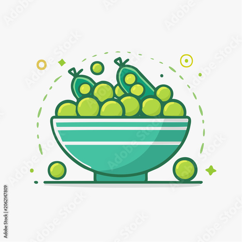 Bowl of Fresh Peas Illustration