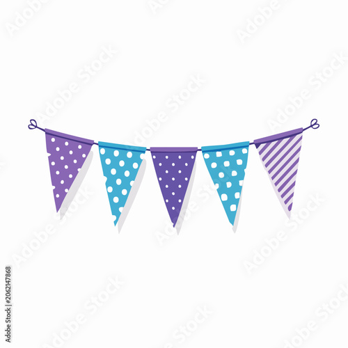 Colorful Bunting Flags with Polka Dots and Stripes