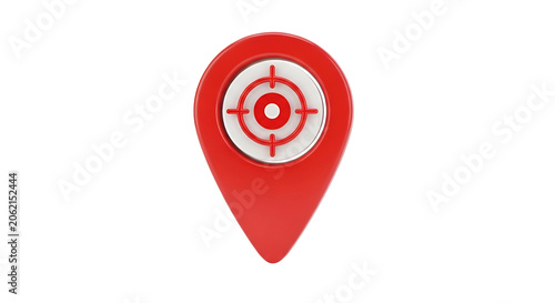 Red Map Pin Target Icon Isolated Transparent Background 3D Realistic Photo