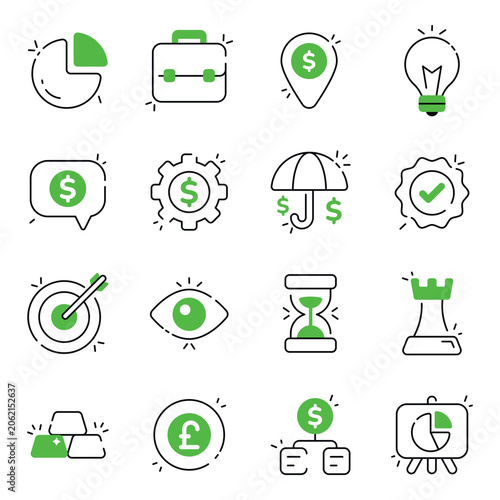 Fotografie Set of Finance Flat Icons