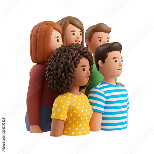 Diverse group of cartoon people standing together