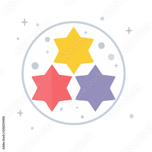Flat design compass icon with red blue yellow pointer
