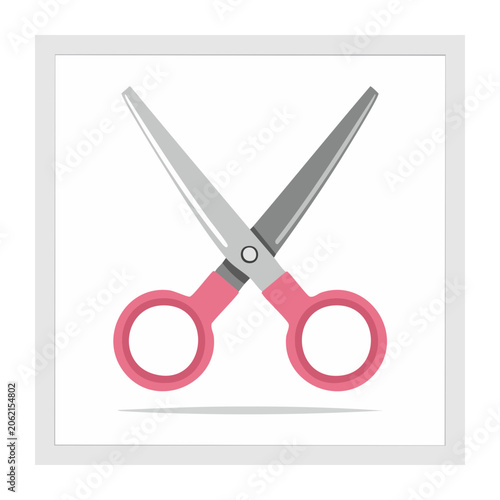 Flat design vector scissors with red ribbon
