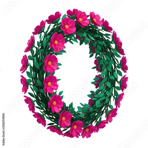 Realistic Pink Flower Wreath Decoration