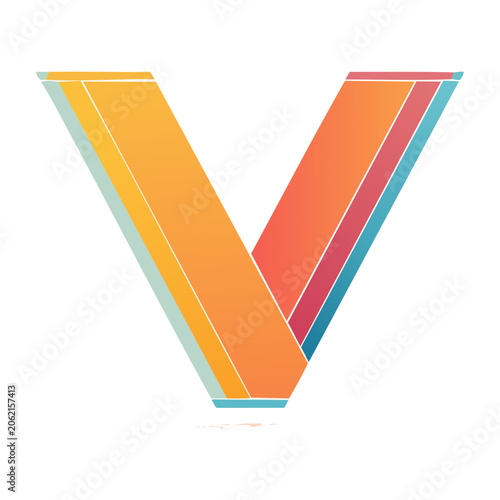 Flat design 3D paper fan with gradient colors