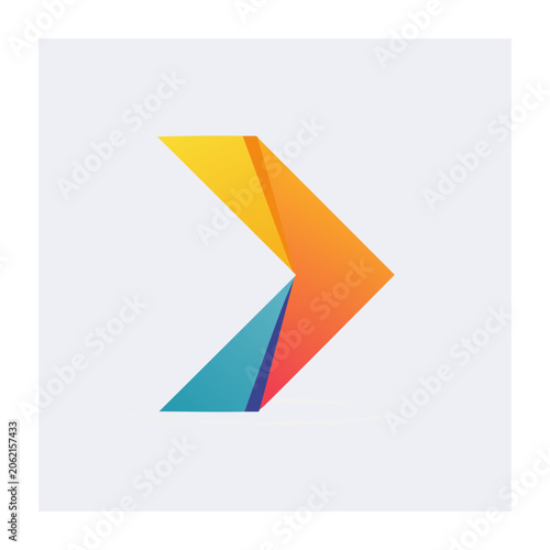 Flat design arrow in yellow orange blue red