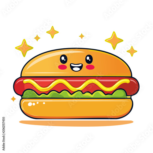 Flat design cartoon burger icon