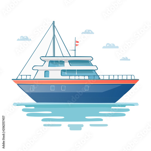 Flat design cruise ship on transparent background