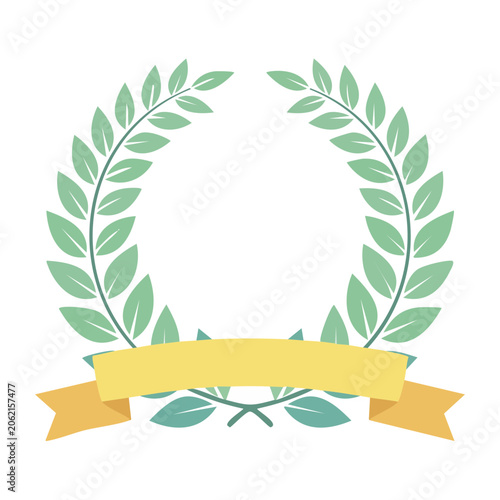Flat design sun with green leaves vector
