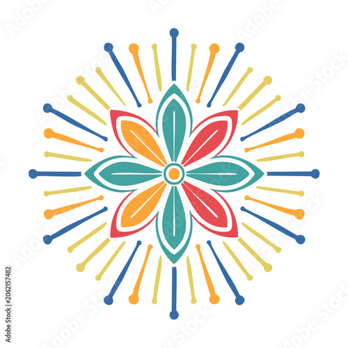 Flat design sun with rays and face