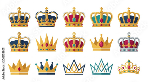 Obraz na plátně Collection of Royal Crowns and Tiaras in Various Designs.