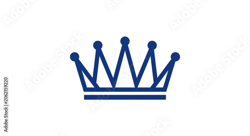 Simple Blue Crown Icon Symbol of Royalty and Power.