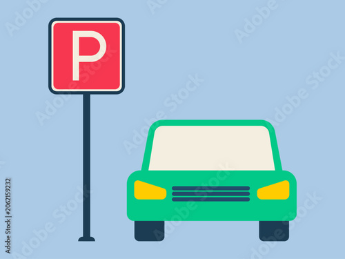 Parking area icon. Traffic icon. Flat vector icon concept.