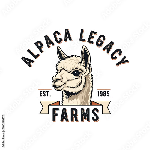 Alpaca Legacy Farms animal mascot logo.