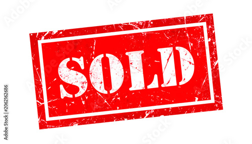 Red Sold Stamp Grunge Illustration Isolated Transparent