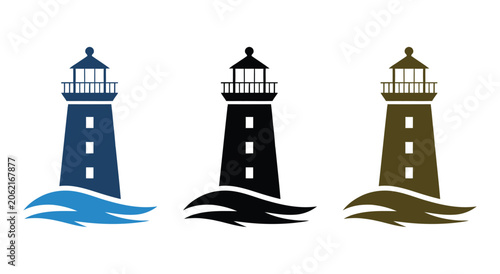 Fotografi Lighthouse design vector illustration, modern coastal beacon symbol featuring ma